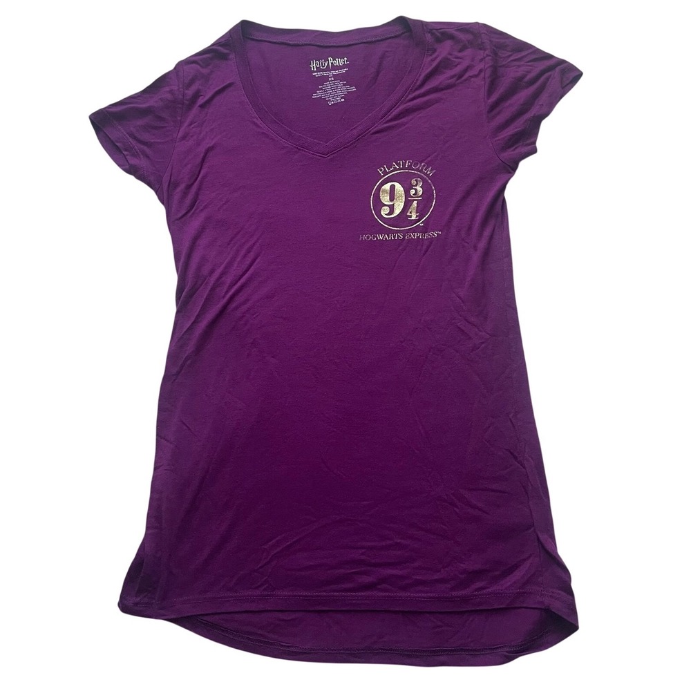 Harry Potter Hogwarts Express Plum V-Neck T-shirt, XS